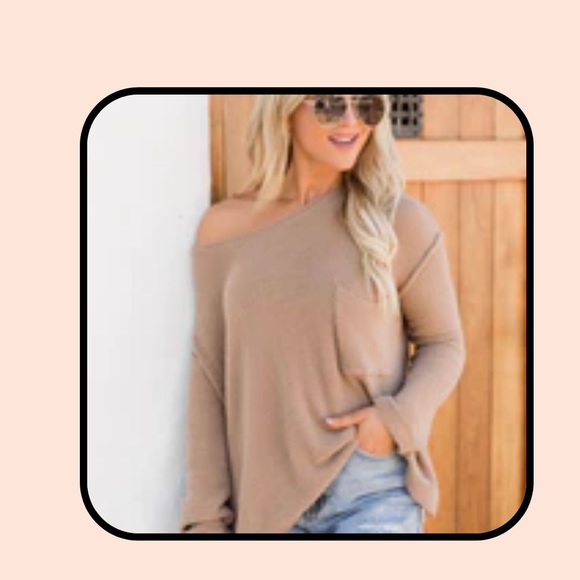 pink lily off the shoulder sweater - Picture 1 of 4